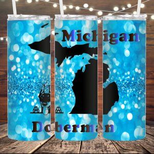 20oz Skinny Michigan Doberman Tumbler